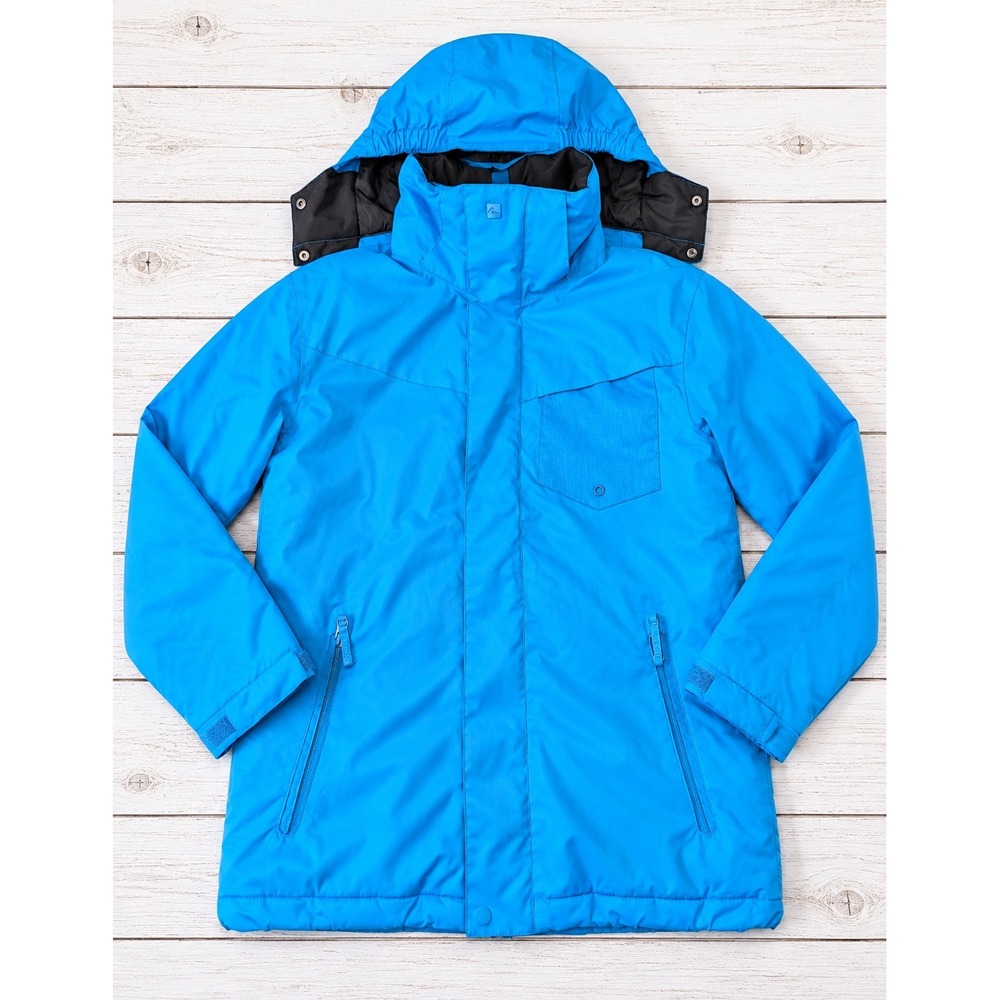 Quiksilver Boys DryFlight 10K Snowboard Ski Jacket Blue Hooded Winter Coat L(14)